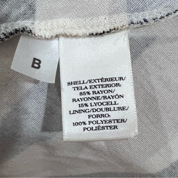 Ann Taylor black navy tan and white geometric print flowy dress size 4P - Picture 4 of 5